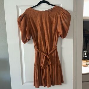 JessaKae Terracotta Puff Sleeve Mini Dress